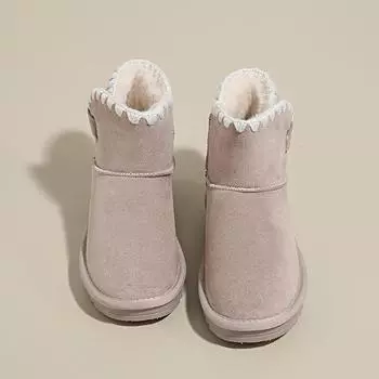 Модные зимние туфли на плоской подошве с ботильонами, женские туфли без застежек, распродажа 2024 года, фирменные женские ботинки с круглым носком и загнутым краем 35 бежевый