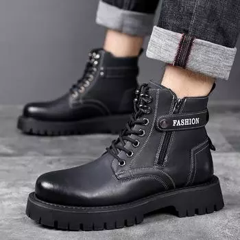 Модные зимние уличные новые натуральная кожа мужские ботинки хлопковая подкладка меховые теплые ботинки рабочие мужские ботинки шерстяные уличные кожаные ботинки 38