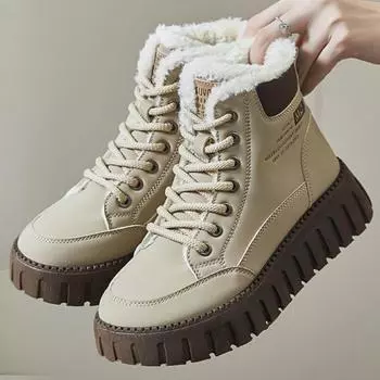 Модные зимние женские ботинки 2024 года, хлопковая обувь, высокие повседневные кроссовки для женщин, массивная обувь для отдыха, женские короткие ботинки на шнуровке, Botas 35 хаки