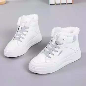 Модные зимние женские ботинки 2024 года, новые женские туфли на толстой подошве, нескользящие студенческие женские спортивные ботинки, повседневные ботильоны, теплая хлопковая обувь 35