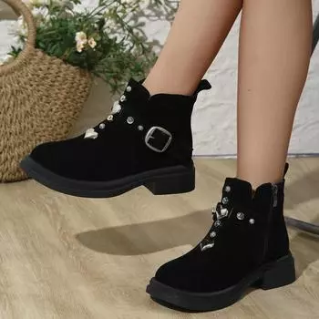 Модные зимние женские ботинки, удобные роскошные водонепроницаемые короткие ботинки, женская мода, теплая обувь больших размеров для женщин, Botas De Mujer 35 чёрный