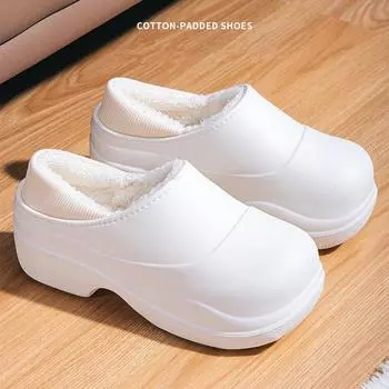 Модные зимние женские домашние тапочки из бархата, легкие домашние тапочки на платформе, женские модные повседневные белые домашние туфли для женщин 35-36