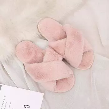 модные зимние женские домашние тапочки модные теплые туфли женские туфли на плоской подошве женские шлепанцы черные розовые уютные домашние пушистые тапочки 36-37 чёрный