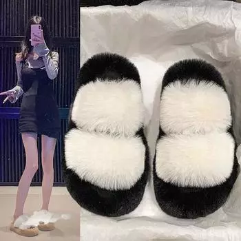 Модные зимние женские хлопковые тапочки с теплой нескользящей подошвой, благородные женские тапочки в тон, женская домашняя обувь 35