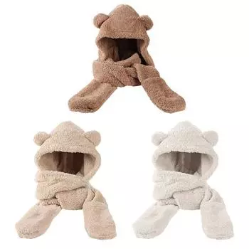 Модные зимние женские новинки, шапки, теплые, плюшевые, повседневные, с медведем, шапки, однотонные, подарок Cas A3O2 coffee-One size