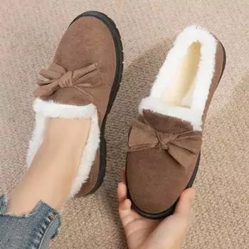 Модные зимние женские плюшевые неглубокие туфли без застежек на каждый день с круглым носком, сохраняющие тепло ботильоны для женщин, обувь на платформе, женские уличные ботинки 36 чёрный