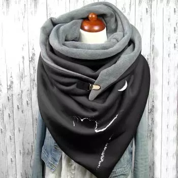 Модные зимние женские пуговицы с принтом, мягкие повседневные теплые шарфы, шали