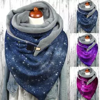 Модные зимние женские пуговицы с принтом, мягкие повседневные теплые шарфы, шали