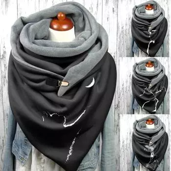 Модные зимние женские пуговицы с принтом, мягкие повседневные теплые шарфы, шали