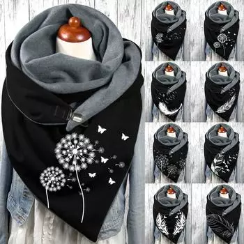 Модные зимние женские пуговицы с принтом, мягкие повседневные теплые шарфы, шали A