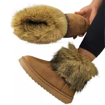 Модные зимние женские сапоги из замши с терморукавами, сохраняющие тепло, зимние сапоги до середины голени, удобные женские туфли на платформе, размер 43, Zapatos Mujer 36 серый