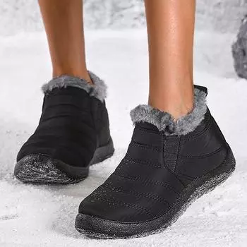 модные зимние женские сапоги мягкие женские туфли женские сапоги больших размеров плоские ботильоны плюшевые унисекс обувь женская платформа зимние ботинки женские 35 чёрный