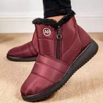 Модные зимние женские сапоги Повседневные женские сапоги Водонепроницаемая обувь для женщин Ботинки на молнии на платформе Модные зимние туфли на плоской подошве Botas Mujer 36 красный