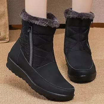 модные зимние женские сапоги зимние меховые сапоги женские водонепроницаемые женские туфли на молнии женские плюшевые мягкие ботинки женские зимние женские сапоги 35 серый