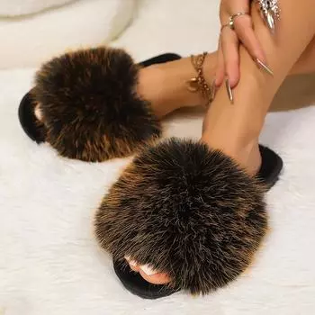 модные зимние женские зимние домашние пушистые тапочки нескользящие повседневные домашние туфли на плоской подошве женские шлепанцы теплая обувь однотонные 36-37 синий