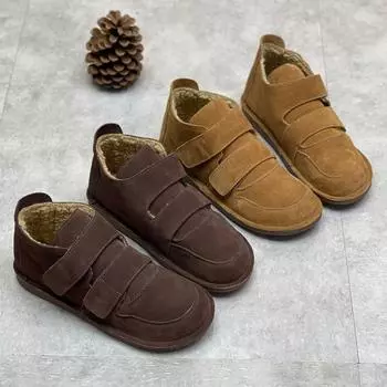 Модные зимние женские зимние сапоги на плоской подошве из коровьей кожи, теплая плюшевая обувь для пожилых людей 35