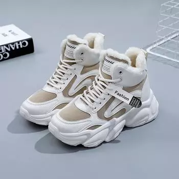 Модные зимние женские зимние сапоги, роскошные брендовые повседневные сапоги из бархата, модная универсальная спортивная обувь с высоким берцем для женщин Botas De Mujer 35