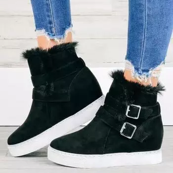 модные зимние женские зимние сапоги теплые меховые ботильоны женские модные черные туфли с пряжкой женские туфли с круглым носком женские туфли на плоской подошве женские кроссовки 35 коричневый