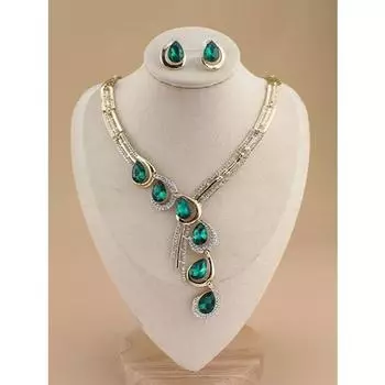Модные знаменитости, последние стильные необычные позолоченные серьги с кристаллами, ожерелье, комплект украшений для женщин free size