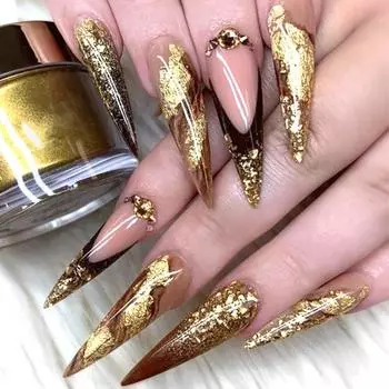 Модные золотые блестящие яркие хлопья фольги практичного цвета 2