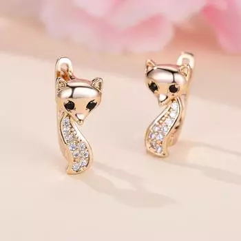 Модные золотые серьги с милой лисой для женщин, уникальные серьги-капли с животными, ювелирные изделия для свадебной вечеринки, подарок золотой