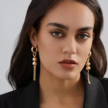 Модные золотые текстурные шариковые серьги-подвески для женщин простые универсальные женские серьги-кисточки ювелирные изделия