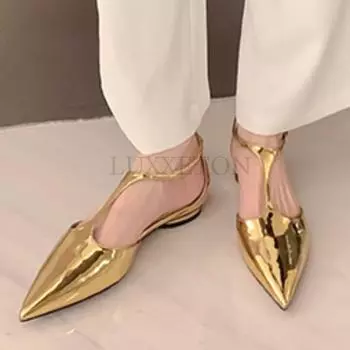 Модные золотые туфли из натуральной кожи с завязками на щиколотке, белые, с острым носком, элегантные, удобные туфли-ведьмы для офисных работников 35 чёрный