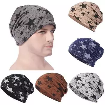 Модные звезды с принтом для женщин и мужчин, велосипедная хлопковая спортивная шапка-бини, мешковатая шапка с химиотерапией темно-синий