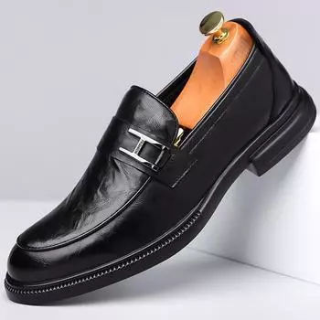 МодныеНовые дизайнерские туфли из коровьей кожи для мужчин, модная повседневная обувь весна-осень-зима класса люкс, мужские однотонные лоферы для мужчин 37 чёрный