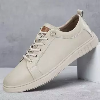 МодныеНовые мужские туфли из натуральной кожи, роскошные кроссовки, мужская удобная повседневная обувь для отдыха на открытом воздухе, оксфорды, дизайнерские мокасины для мужчин 37 бежевый
