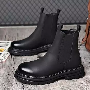 МодныеНовые ретро-ботинки из кожи и бархата для мужчин, осень-зима, британская мягкая подошва, дизайнерская мужская обувь, модные ботильоны на платформе для мужчин 38