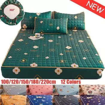 Модный 100% хлопок, толстый наматрасник, наматрасник, наматрасник, мягкий наматрасник, моющийся простынь, домашний текстиль Mattress Cover 100x200cm зелёный