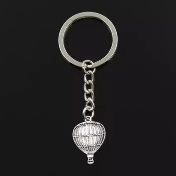 Модный 30 мм брелок для ключей, металлический брелок для ключей, ювелирные изделия, античная бронза, серебро, цветное покрытие, воздушный шар 24x16 мм, кулон серебряный