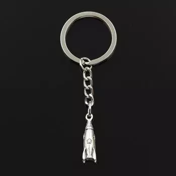 Модный 30 мм брелок для ключей, металлический брелок для ключей, ювелирные изделия, античная бронза, ракета, космический корабль, 24x9x9 мм, кулон серебряный