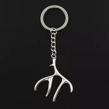 Модный 30 мм брелок для ключей, металлический брелок для ключей, ювелирные изделия, античная бронза, рога оленя, подвеска 51x40 мм серебряный
