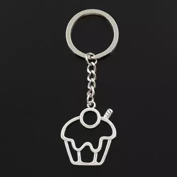 Модный 30 мм брелок для ключей, металлический брелок для ключей, ювелирные изделия, антикварное покрытие, торт, кекс, 36x31 мм, подвеска серебряный