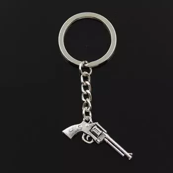 Модный 30 мм брелок для ключей, металлический брелок для ключей, ювелирные изделия, античная бронза, пулемет, штурмовая винтовка 35x15 мм, кулон серебряный