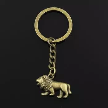 Модный 3 см брелок для ключей, металлический брелок для ключей, ювелирные изделия, античная бронза, кулон в виде льва 29x18 мм