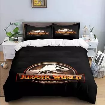 Модный 3D динозавр J-Jurassic Park Print Комплекты постельного белья Постельные принадлежности Комплект пододеяльников Комплект постельного белья Роскошный подарок EU Twin 135x200cm