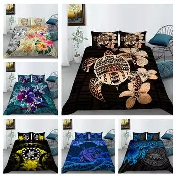 Модный 3d комплект постельного белья с черепаховым принтом, пододеяльник, комплект из 2/3 предметов, можно выбрать больше размеров, комплект постельного белья, пододеяльник и наволочка UK Single 135x200cm