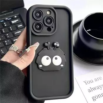 Модный 3D милый чехол для телефона с изображением эльфа и угольного шара для iPhone 15 14 13 12 11 Pro Max, мягкий силиконовый чехол для iPhone 15 14 13 12 11 iPhone 11 белый