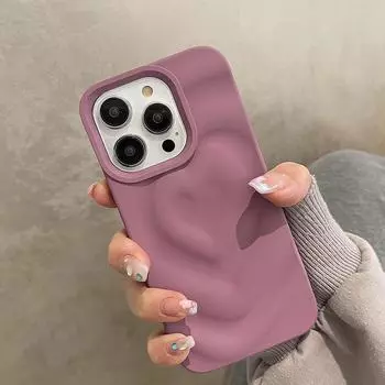 Модный 3d плиссированный чехол с сердечками для Iphone 13 14 11 12 Pro Max, чехлы из мягкой матовой кожи, силиконовый противоударный чехол For iPhone 12 Pro синий