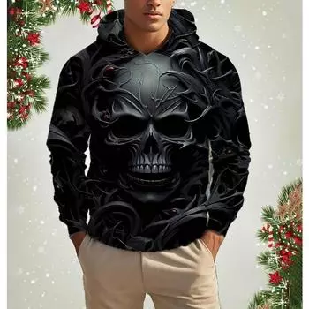 Модный 3D-принт черепа Мужские толстовки с капюшоном Толстовки Новые хэллоуинские нежить скелет Повседневный осенний свободный свитер Повседневная одежда S