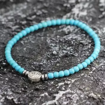 Модный 4-миллиметровый браслет-крест для мужчин и женщин, натуральный тигровый глаз, бирюзовый браслет, ручная работа, папская молитва, мужской браслет-манжета, ювелирные изделия