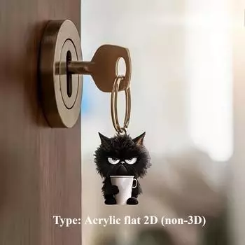 Модный акриловый брелок в виде черной кошки 2d Flat Fit рюкзак и модные аксессуары кошелек аксессуары рождественские подарки для вечеринок