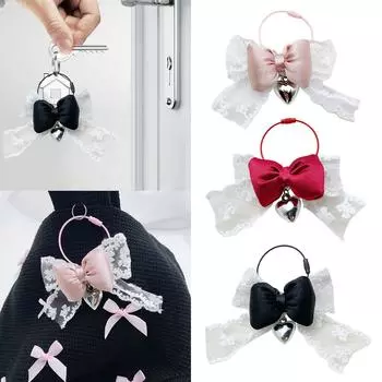 Модный элегантный кружевной бант с сердечком и подвеской-брелоком для ключей, товары для рукоделия для женщин, модные аксессуары для ежедневного использования чёрный