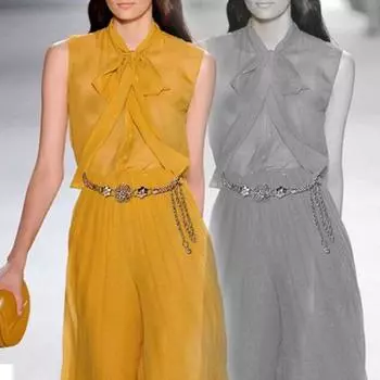 Модный элегантный металлический пояс-цепочка с золотой пряжкой для платья золотой