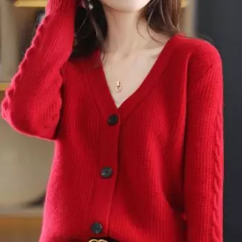 Модный элитный женский вязаный свитер, женский кардиган на весну и осень 2022 года, новый однотонный кардиган с v-образным вырезом, женское пальто, верх One Size белый