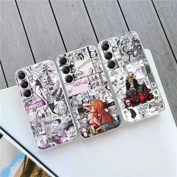 Модный аниме мягкий прозрачный силиконовый чехол для Xiaomi Redmi Note 13 14T 15 Samsung A55 A35 M35 S24 iPhone Huawei Honor Camera защитный противоударный чехол Samsung Galaxy S20