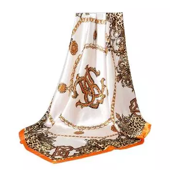 Модный атласный квадратный шарф, портативное украшение, шаль, праздничные подарки, орнамент, нарядный наряд, повседневная вечеринка, повседневная работа бежевый